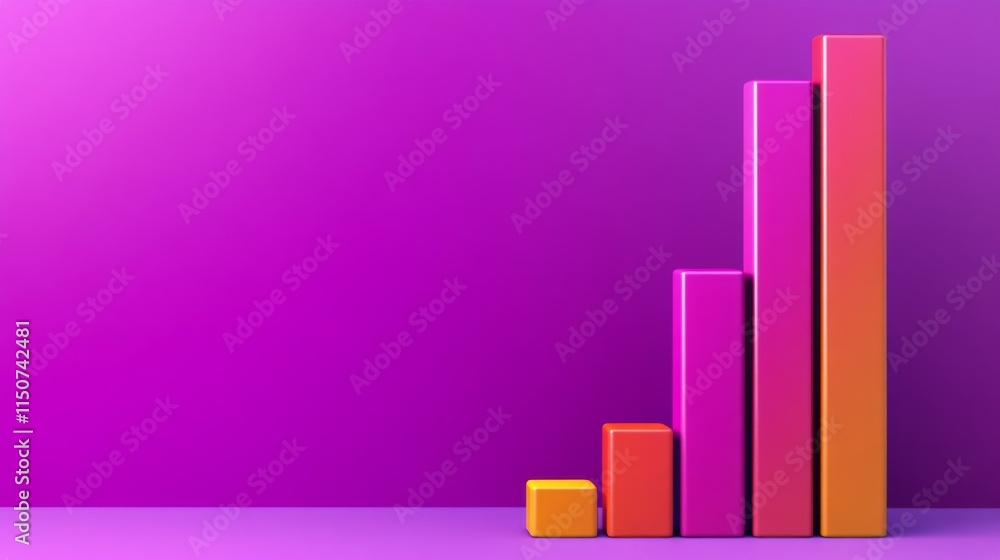 Poster colorful bar graph with vibrant background for data visualization