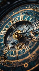 Obraz premium Intricate design of a vintage clock showcasing craftsmanship and elegance in crafts