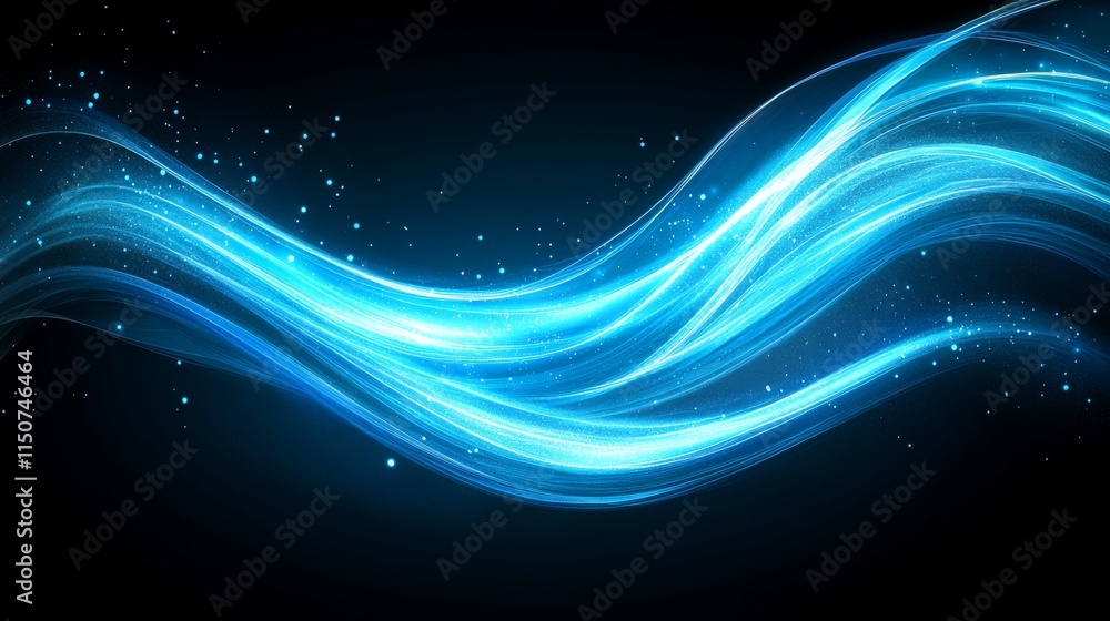 Poster the scene is set against a blue background, showcasing a digital signature consisting of white light