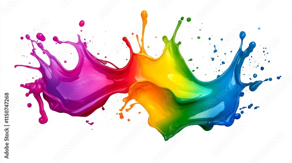 Poster vibrant color splash abstract art in dynamic motion on white background