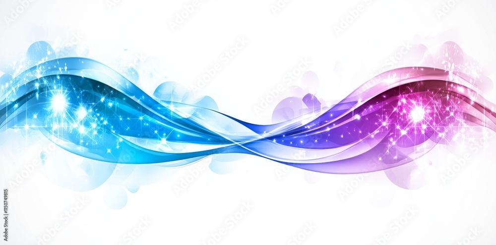 Poster glowing wave lines in a modern abstract style create a dynamic background, reflecting futuristic tec