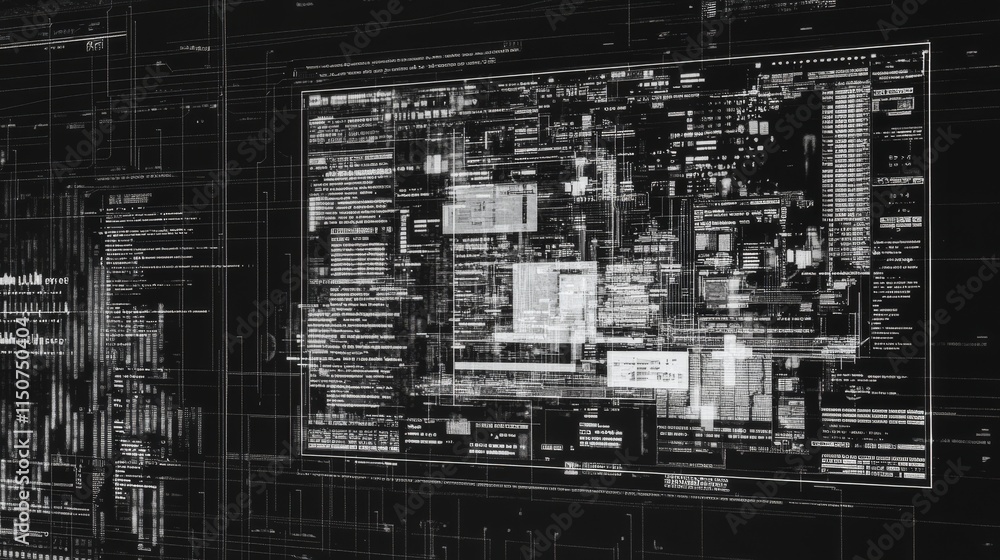 Poster futuristic hud design elements. sci-fi hud dashboard showcasing virtual reality components. modern a