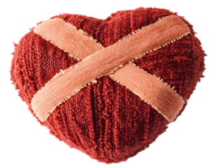 Soft Red Heart with Bandage Stripes for Emotional Care and Love Representation