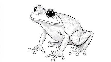 Naklejka premium Friendly Frog with Snack: Children's Coloring Book Page