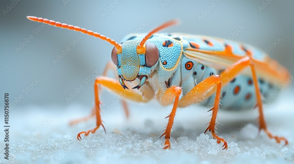 Poster colorful insect with unique patterns on a light background