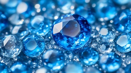 Sparkling Blue Gems Cluster Close Up View