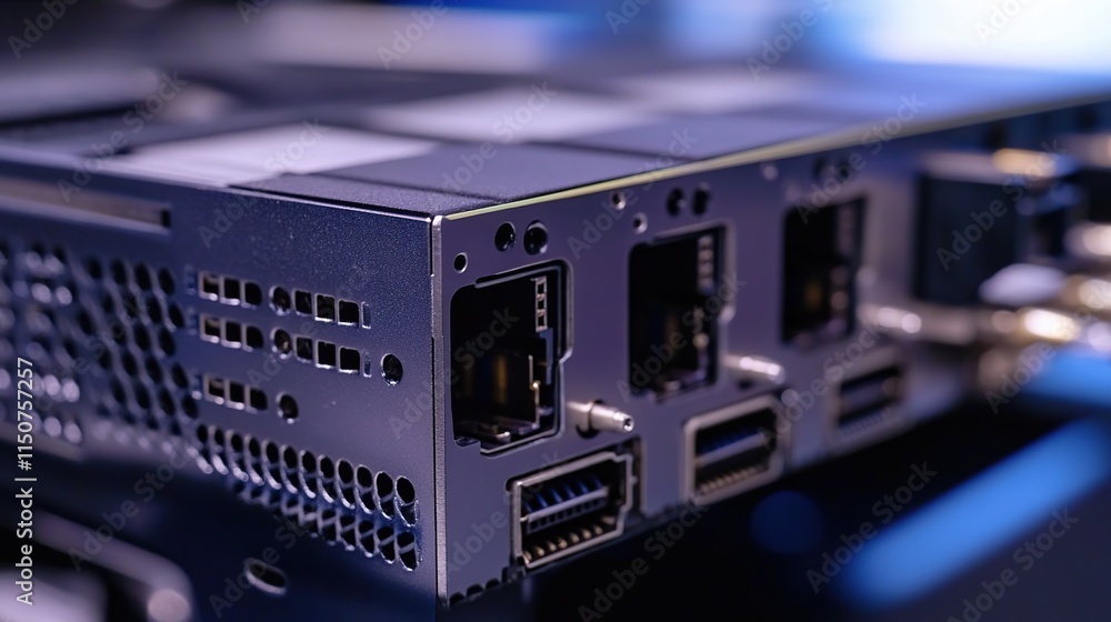 Aufkleber close-up of advanced technology hardware: unveiling the intricate details of a high-tech device's co