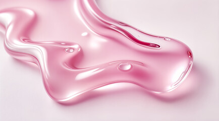 Naklejka premium Pink Liquid Gel or Serum Texture with Bubbles on Light Background. Skincare Product, Beauty and Cosmetics Concept.