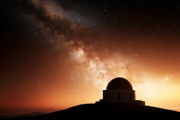 Obraz premium Stunning view of the Milky Way over a historical dome at twilight in a serene landscape