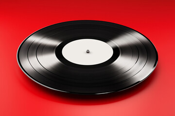 Vinyl record isolated on red background