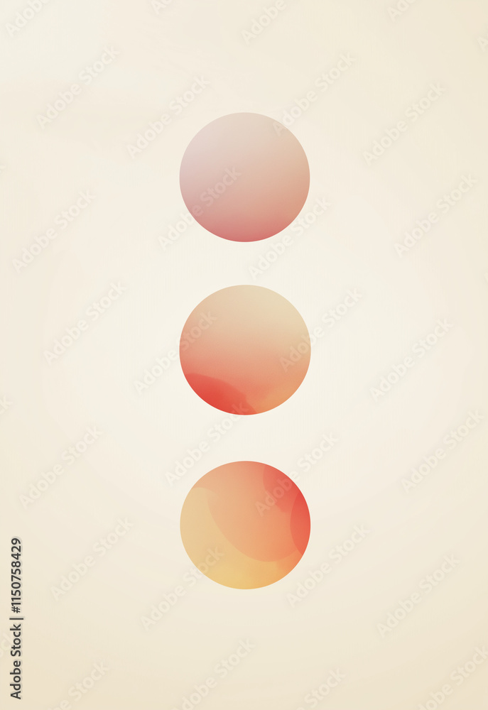 Poster three overlapping circles, vertically stacked, exhibit a subtle gradient shift from beige to orange 