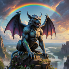 dragon statue at sunset