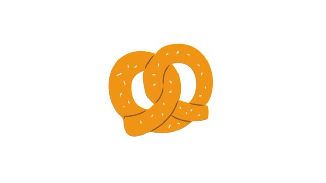 pretzel isolated on white background. 3d mini pretzels in the traditional looped knot shape animation 