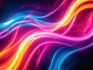 Fototapeta premium Abstract neon waves with vibrant lighting, sleek design, dynamic energy