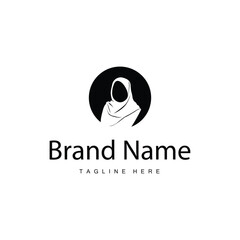 Simple Muslim clothing hijab logo design minimalist black silhouette
