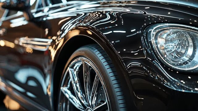 Luxury car with bright lights. 3D Model Detailed of Car.