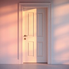 Soft and dreamy image of a house door in pastel colors, hazy soft light creates a gentle and soothing atmosphere, emphasizing smooth transitions