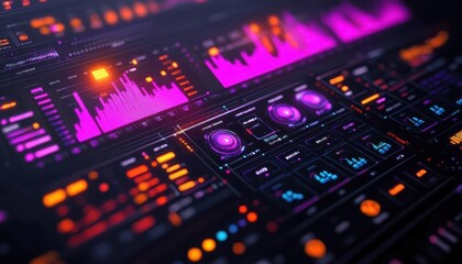 Obraz premium Digital interface design with vibrant colors, sleek design, dynamic energy