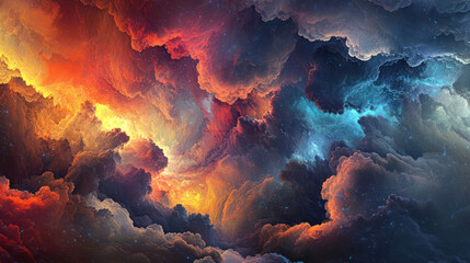 Fototapeta premium An abstract representation of a stormy sky, with dark clouds and flashes of light