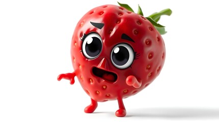 Fototapeta premium adorable cartoon fruit perfect for stickers and online branding resources, cartoon strawberry on white background