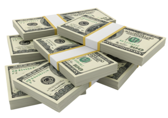 stack of dollars, bundle of money