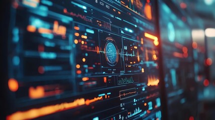 Fototapeta premium Healthcare technology with vibrant screens, dynamic energy, sleek design