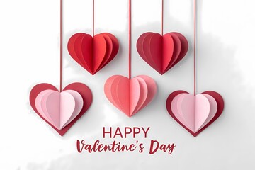 Romantic Decor With Layered Paper Hearts in Vibrant Colors, Perfect for Celebrating Love on Valentine&rsquo;s Day