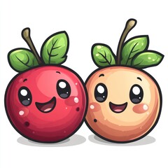 Obraz premium Cute cartoon red and orange apples.