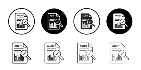 Fototapeta premium Audit report icon Flat art in black and white isolated