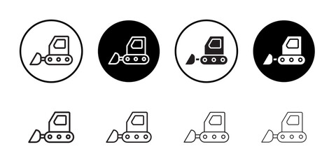 Bulldozer icon Flat art in black and white isolated