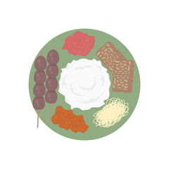 Indulge in Traditional Indonesian Flavors: Nasi Uduk, Sate Telor, and Tempe in Vector Art