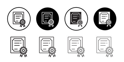 Certificate icon Flat art in black and white isolated