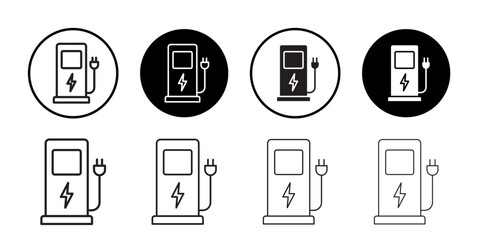 Charging station icon Flat art in black and white isolated