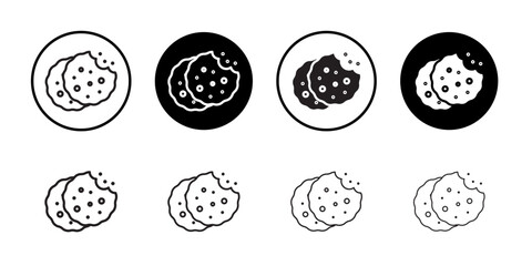 Cookie icon Flat art in black and white isolated