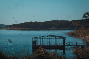 pier at night in the rain