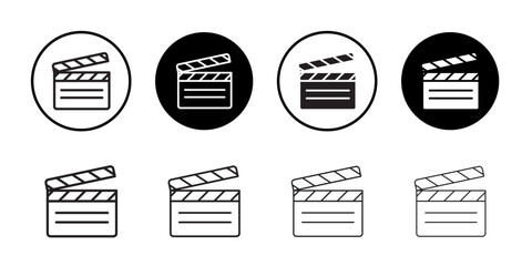 Film clapperboard icon Flat art in black and white isolated