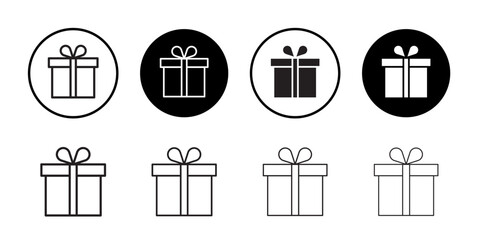 Gift box icon Flat art in black and white isolated