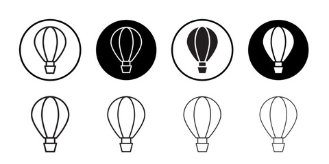 Hot air balloon icon Flat art in black and white isolated