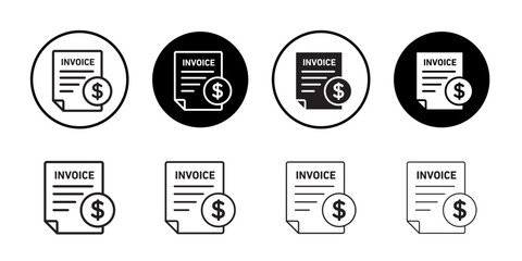 Invoice payment icon Flat art in black and white isolated