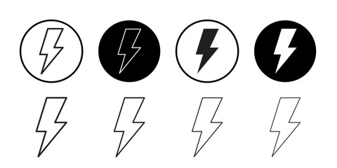 Lightning icon Flat art in black and white isolated