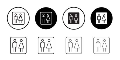 Man and woman icon Flat art in black and white isolated