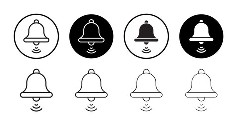 Notification bell icon Flat art in black and white isolated