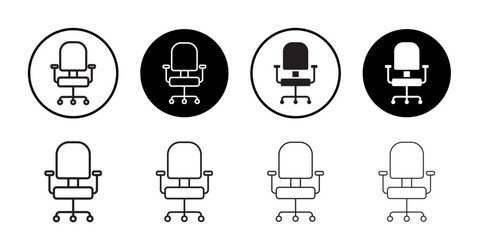 Office chair icon Flat art in black and white isolated