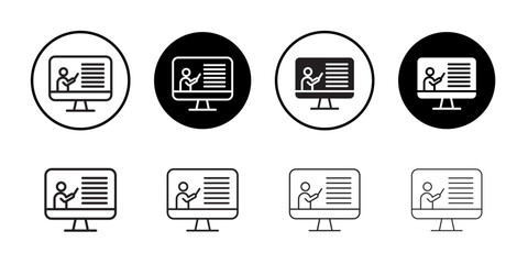 Online course icon Flat art in black and white isolated