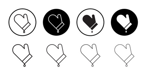 Oven mitt icon Flat art in black and white isolated