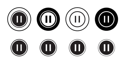 Pause button icon Flat art in black and white isolated