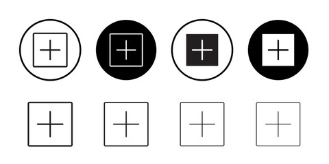 Plus Icon Flat art in black and white isolated