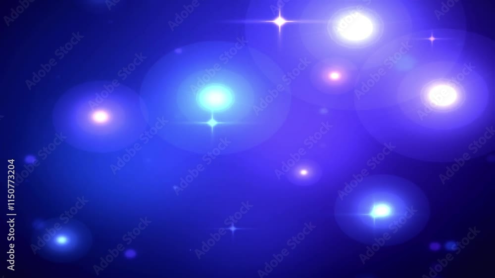 Aufkleber bright blue glowing light orbs and bokeh on a dark background create an abstract, dreamy atmosphere
