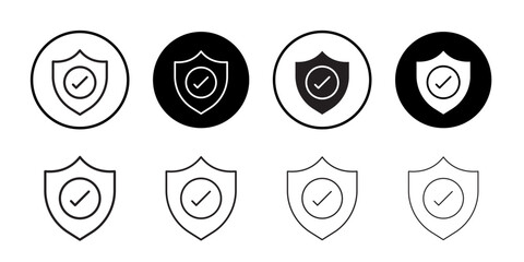 Shield check mark icon Flat art in black and white isolated © Krupal