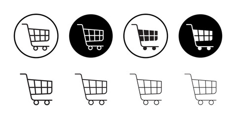 shopping cart icon Flat art in black and white isolated